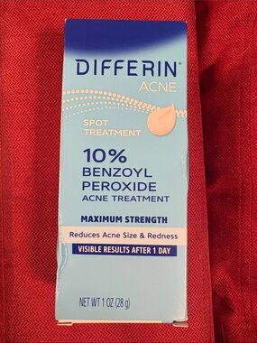 Differin 10% Benzoyl Peroxide Acne Spot Treatment 1 oz Maximum Strength New